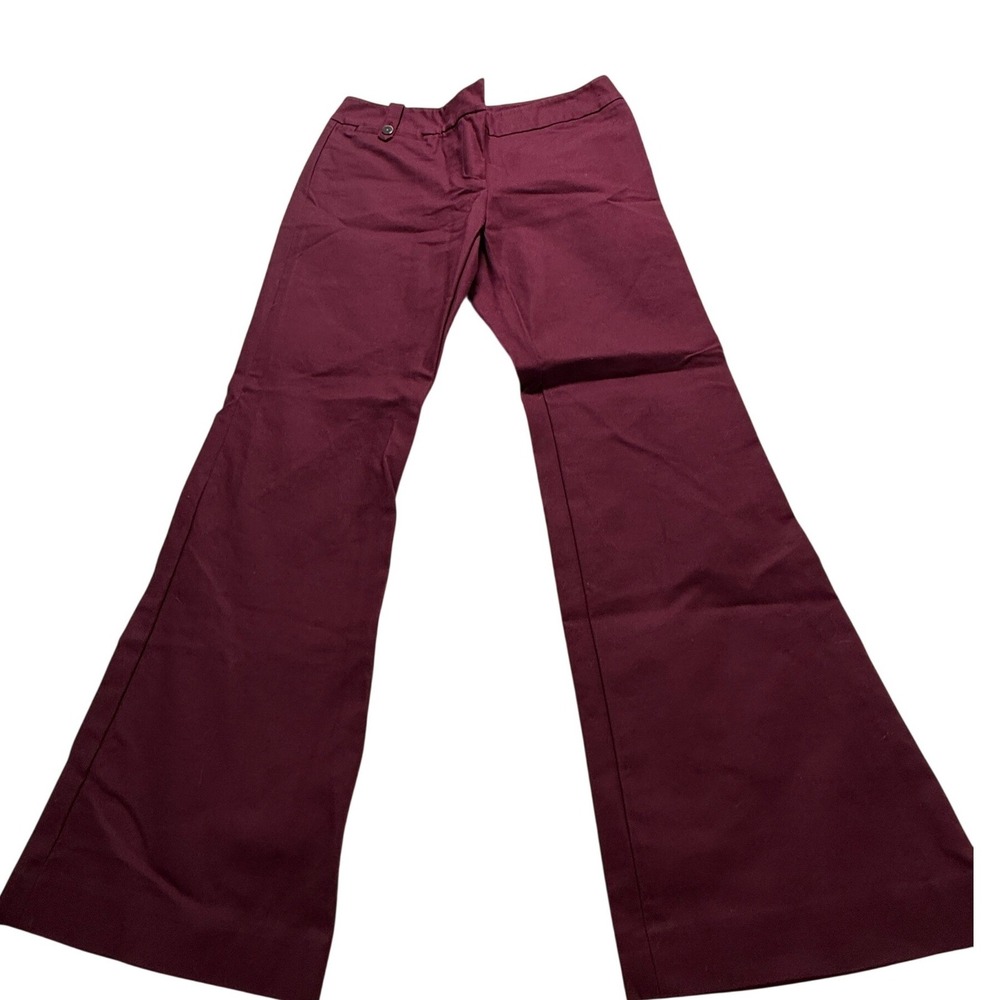 Ann Taylor Trousers Women 8P Burgundy Wide Leg Flare Petite Stretch NWOT Preppy